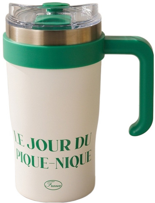 모던하우스 TO GO 핸들 보온보냉컵, 1개, 450ml, 레터크림