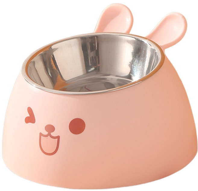 둥둥펫 반려동물 키높이형 토끼 밥그릇, 핑크, 1개