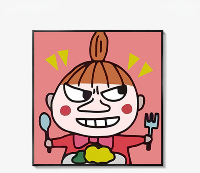 더플로우커머스 키치 캐릭터 팝아트 캔버스 인테리어 액자 05타입, 블랙