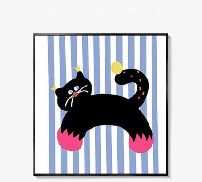 더플로우커머스 키치 캐릭터 팝아트 캔버스 인테리어 액자 10타입, 블랙