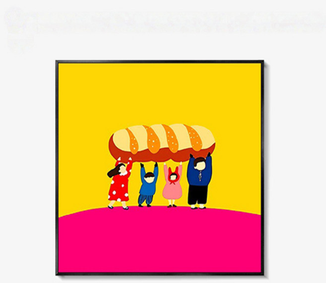 더플로우커머스 키치 캐릭터 팝아트 캔버스 인테리어 액자 03타입, 블랙