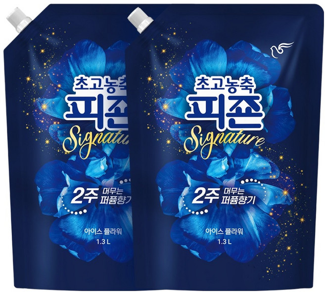 피죤 초고농축 시그니쳐 섬유유연제 아이스플라워 리필, 2개, 1.3L