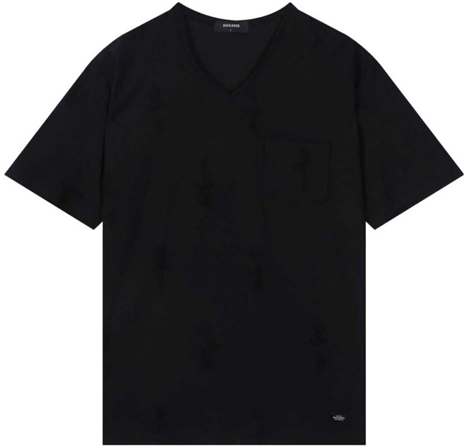 버커루 남성용 10수 데미지 스탠다드핏 V넥 반팔 티셔츠 B252Z1008P