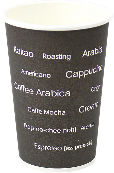 아이엔피 SS 블랙 영문 디자인 종이컵 330ml, 1개, 50개입