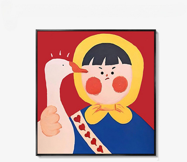 더플로우커머스 키치 캐릭터 팝아트 캔버스 인테리어 액자 07타입, 블랙