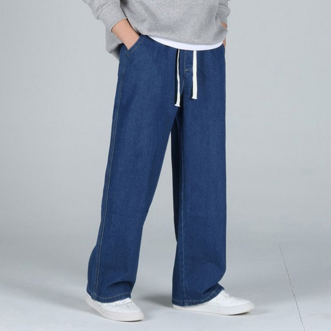 EV CLOSET 男士大尺碼鬆緊腰帶丹寧半寬版牛仔褲 6690-1