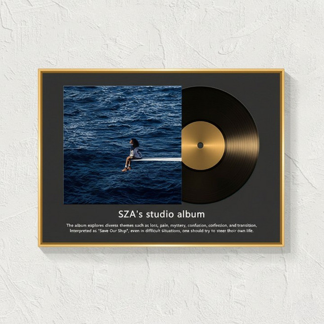 더플로우커머스 빈티지 레코드 디스플레이 인테리어 아트 액자 01타입, 골드