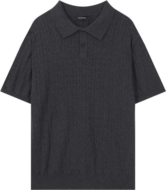 버커루 남성용 코튼 케이블 카라 반팔 니트 B252KT303P