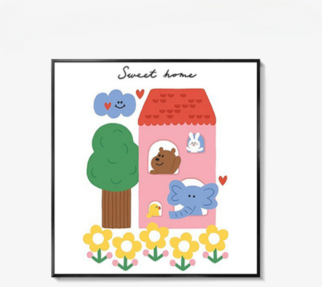 더플로우커머스 키치 캐릭터 팝아트 캔버스 인테리어 액자 09타입, 블랙