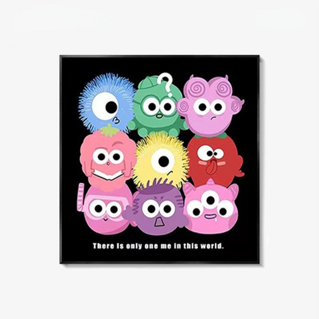 더플로우커머스 키치 캐릭터 팝아트 캔버스 인테리어 액자 01타입, 블랙
