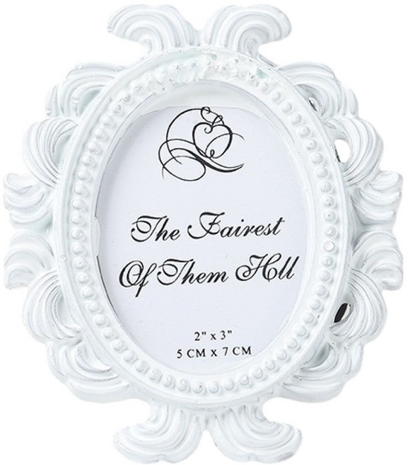 엑스터 앤틱 원형 미니 액자, 1개, 하얀색