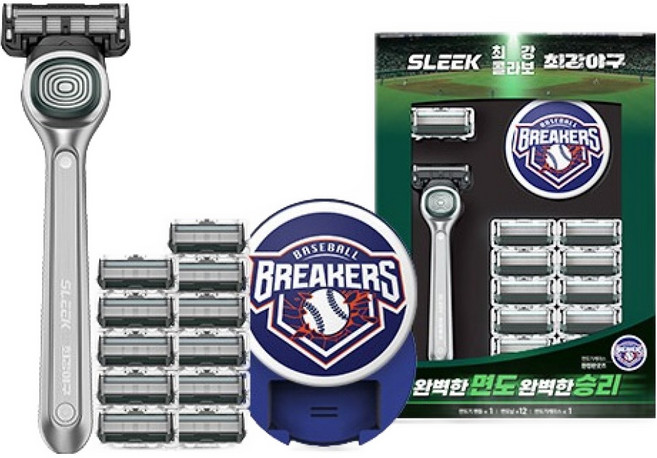 도루코 슬릭 모션 최강야구 콜라보 세트, 1세트, 면도기 핸들 + 면도날 11p + 면도기 헤드케이스