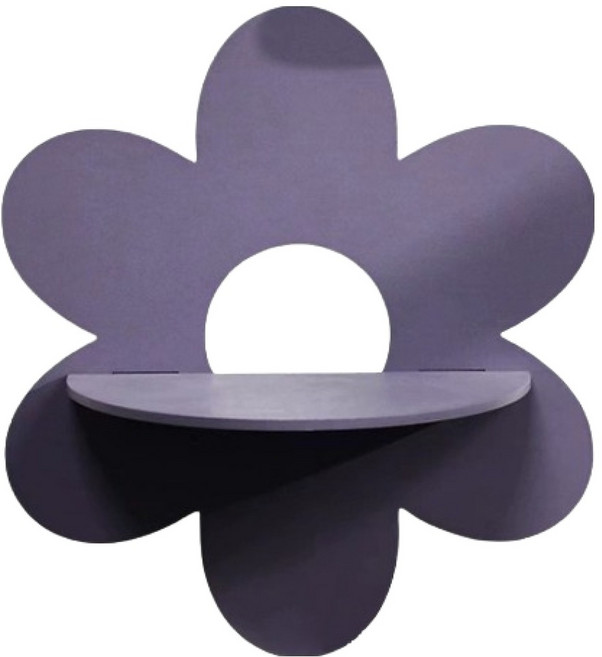 더플로우커머스 감성을 완성하는 플라워 벽걸이 선반, 02 퍼플, 1단