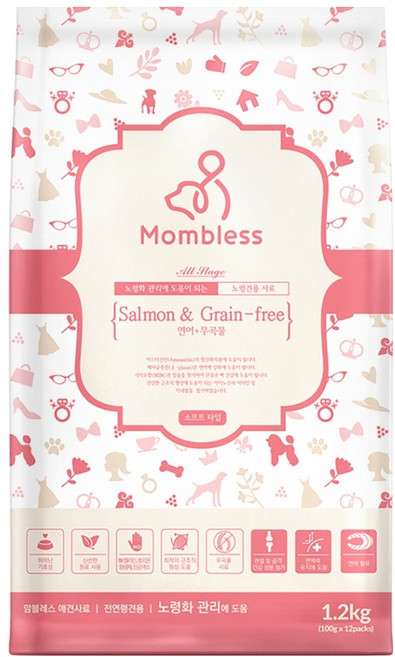 맘블레스 노령견용 연어&무곡물 건식사료, 연어, 1.2kg, 1개