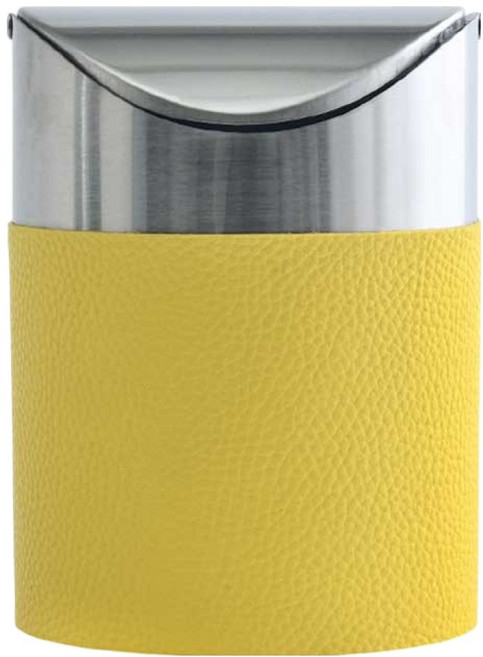 팬톤홈퍼니싱 스텐리스 가죽 화장대 휴지통, 옐로우