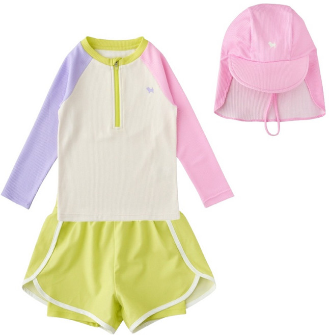 BLUEDOG 鬆餅格紋撞色泳衣3件組