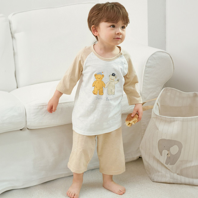 유니프랜드 트윈베어 7부 내의 상하의 세트