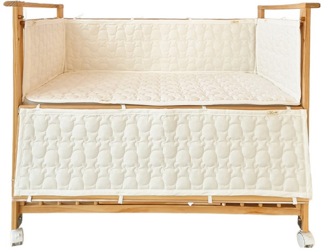 아이레빗 아기 침대 순면 곰누빔 범퍼가드 쁘띠라뱅프리미엄미뇽 호환, 아이보리