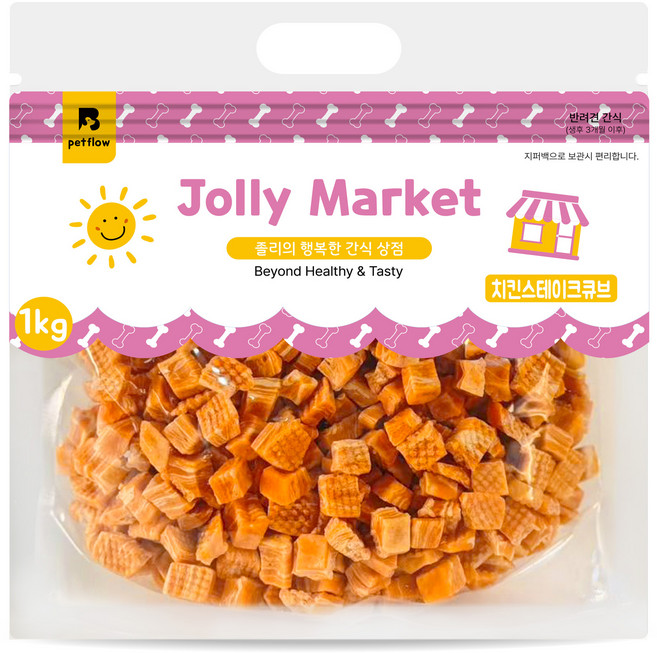 졸리마켓 강아지 치킨 스테이크 큐브 간식, 치킨맛, 1kg, 1개