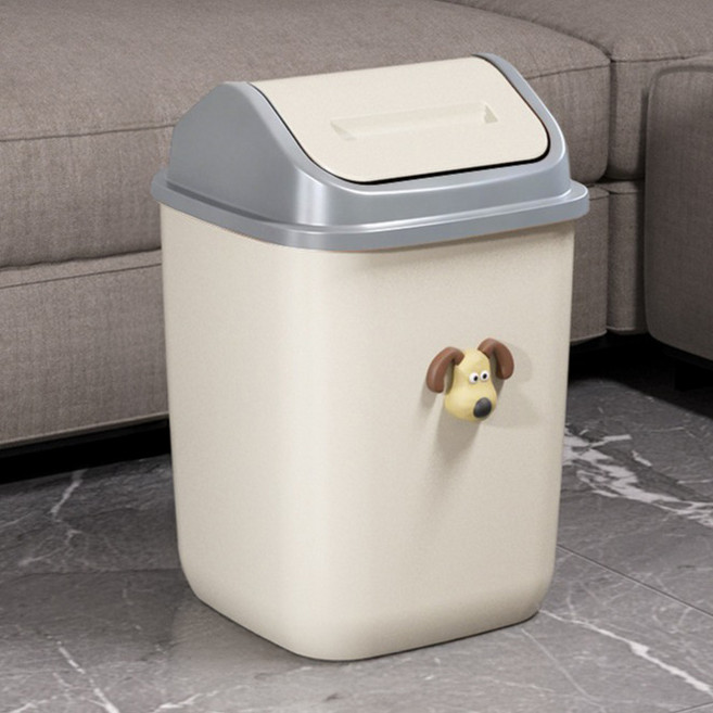 엠페니 가정용 화장실 쓰레기통 강아지, 그레이