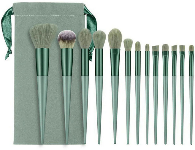 올웨일리 뷰티 메이크업 브러쉬 13종 + 파우치 세트 26TSP3741, 1세트, 그린