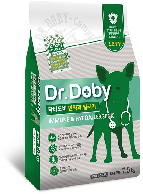 닥터도비 강아지 전연령 건식사료, 면역/항산화, 7.5kg, 1개