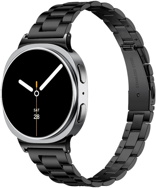 누아트 갤럭시워치 호환 스트랩 슬림핏 라이트 메탈 밴드, 블랙, 1개