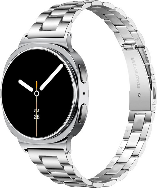 누아트 갤럭시워치 호환 스트랩 슬림핏 라이트 메탈 밴드, 실버, 1개