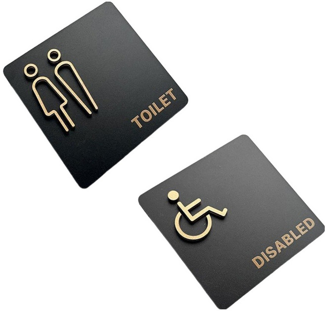 마다꾸미 심플 표지판 남녀공용 + 장애인 세트 08 10 x 10 cm, 1세트, 화장실