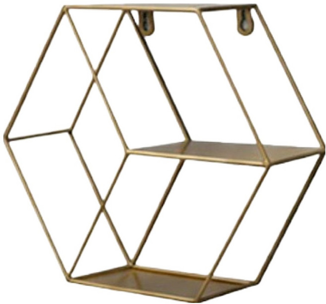 더플로우커머스 미니멀 디자인 철제 와이어 벽선반 3단 타입2, 브론즈