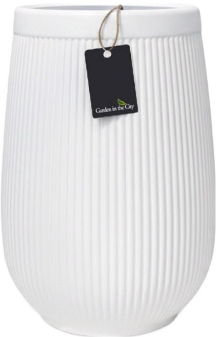 도시정원 모던 인테리어 PP 원형 플리츠화분 2650, 화이트, 1개