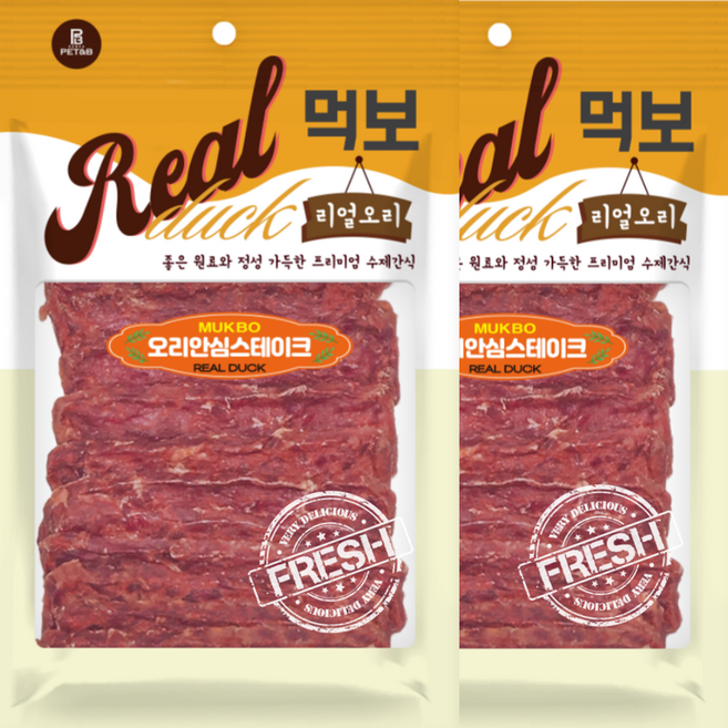 펫앤비 강아지 먹보 리얼오리 오리안심 스테이크 강아지간식, 180g, 2개, 오리고기