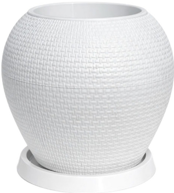 도시정원 모던 인테리어 PP 달항아리 화분 1825, 화이트, 1개