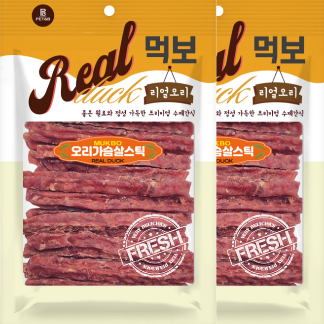 펫앤비 강아지 먹보 리얼오리 오리가슴살 스틱, 2개, 180g, 오리고기