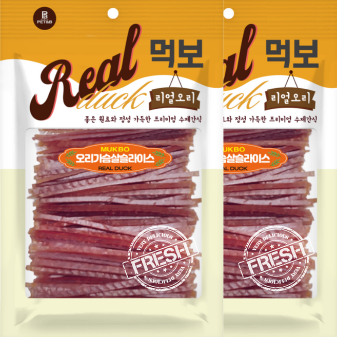 펫앤비 강아지 먹보 리얼오리 오리가슴살 슬라이스, 2개, 180g, 오리고기