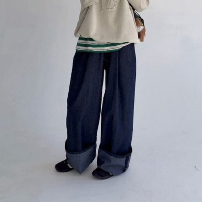 Saint Doll 親子裝捲邊靛藍長褲