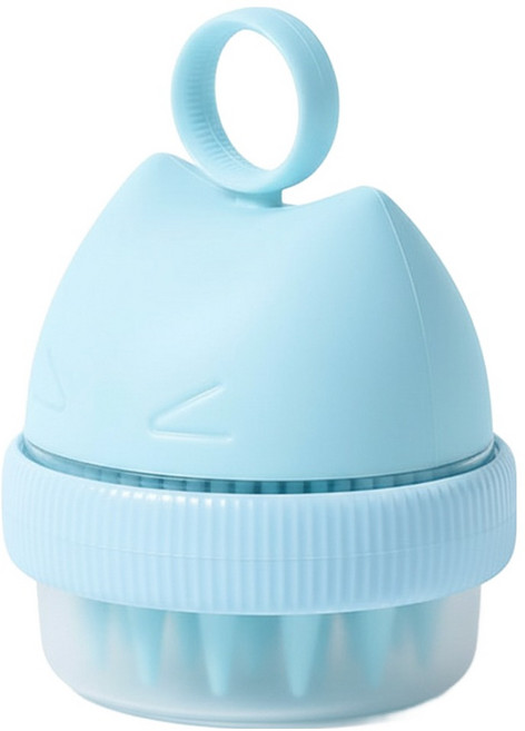 둥둥펫 반려동물 샴푸 펌핑 2in1 목욕 브러쉬, 블루, 1개