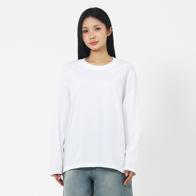 엘쏘 여성용 미니멀 베이직 21수 코튼 롱슬리브 티셔츠