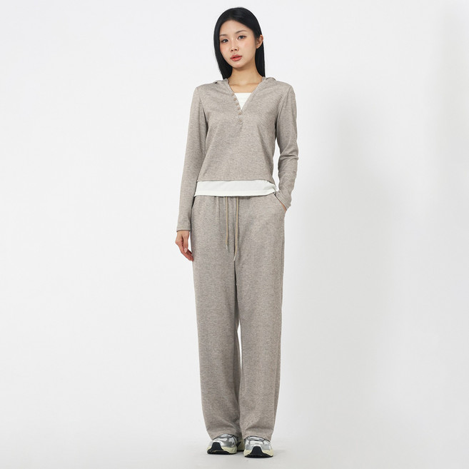 엘쏘 이지웨어 레이어드 루즈핏 니트 + 와이드 팬츠 세트
