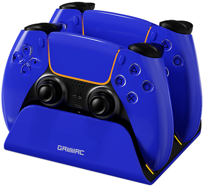 겜맥 시그니처 PS5 듀얼 패드 충전독, 블루, 1개, KMP5-123