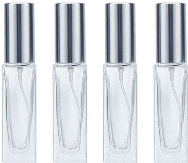 언더보스 유리 향수 공병 10ml, 실버 + 투명, 4개