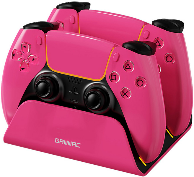 겜맥 시그니처 PS5 듀얼 패드 충전독, 핫핑크, 1개, KMP5-122