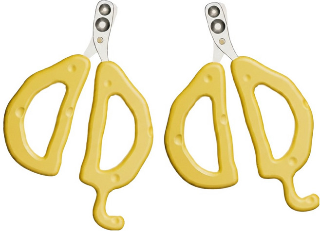 둥둥펫 반려동물 안전한 이중 치즈 발톱깎이, 옐로우, 2개