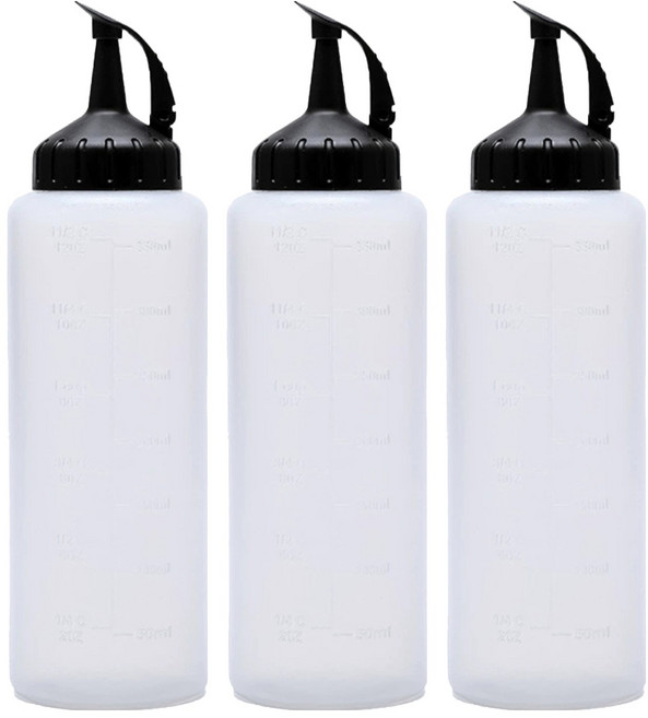 LJG 防漏醬料瓶 黑色, 3個, 350ml
