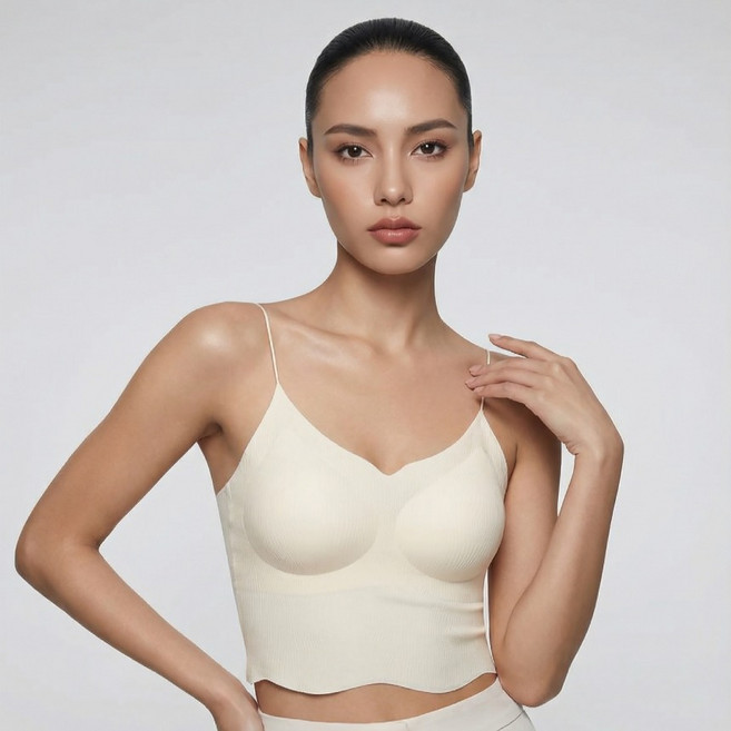 뷰티인뷰티 리프 크롭 브라캡 일체형 나시