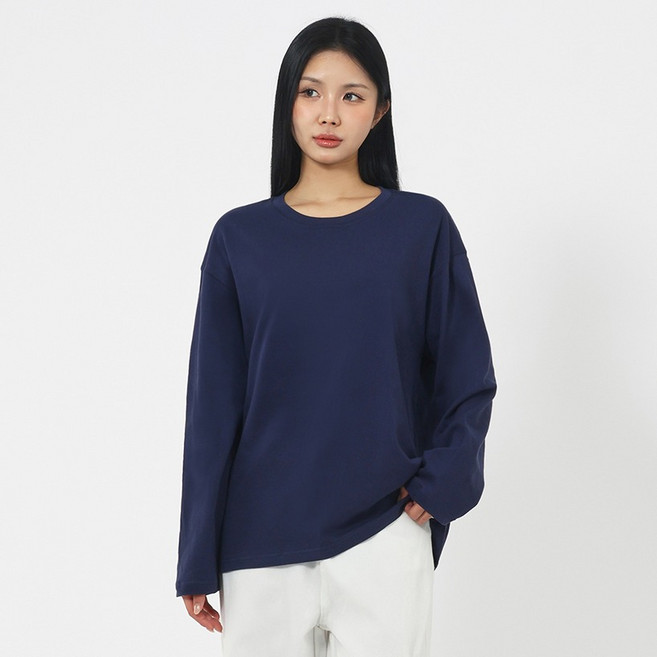 엘쏘 여성용 미니멀 베이직 21수 코튼 롱슬리브 티셔츠