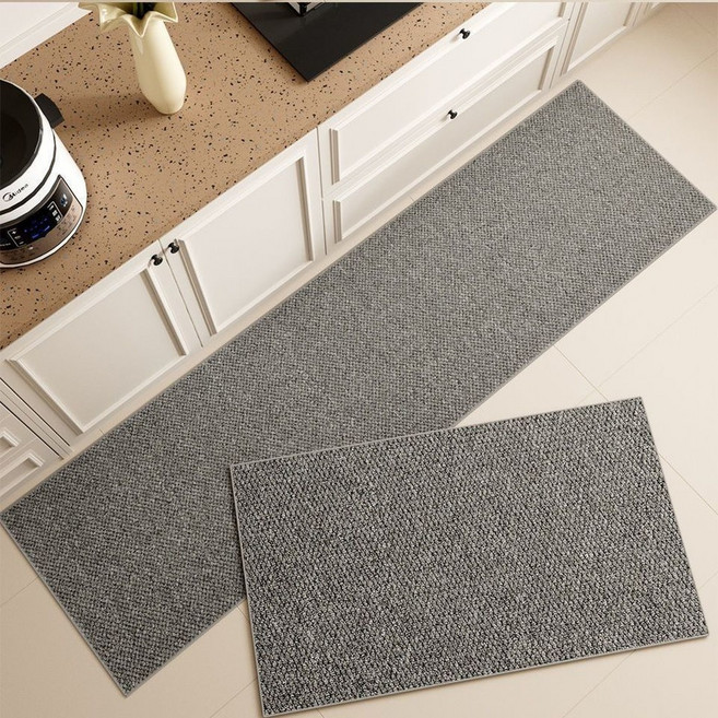 일상도감 격자 주방 바닥 매트 2종 세트, 그레이