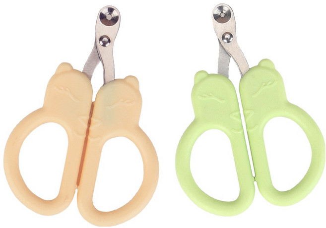 둥둥펫 반려동물 안전한 세이프 발톱깎이 2종 세트, 그린, 옐로우, 1세트