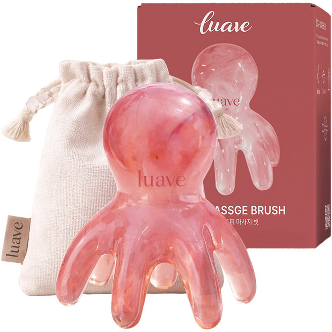 루아브 문어 두피 괄사 마사지기, 핑크, 1개