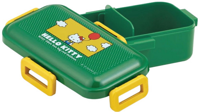 스케이터 PFLB6 돔형뚜껑 런치박스 530ml, 헬로키티 그린 + 옐로, 1개
